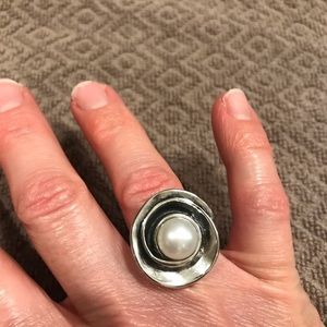 Silpada silver lily pearl ring 925 stamp